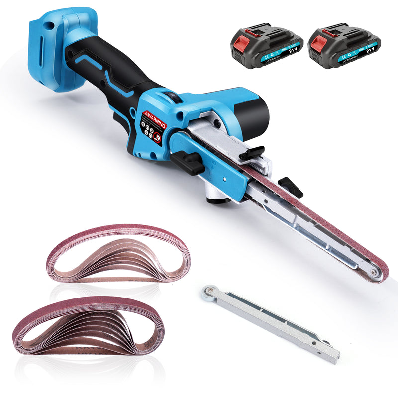 XIIW Cordless Mini Belt Sander Set, Brushless | 100° Pivoting | Includes 2x 2Ah Battery & Charger (Finger Belt Sander 9/13mm)