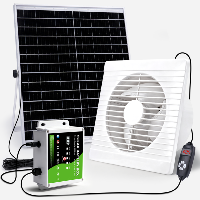 Leiser Solarventilator 150mm – Akku-betrieben, ideal für Hühnerstall, Gewächshaus & Schuppen