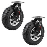 10" heavy-duty caster with brake – 250 mm pneumatic tire, aluminum bracket, 170 kg load capacity, for workbench & utility cart