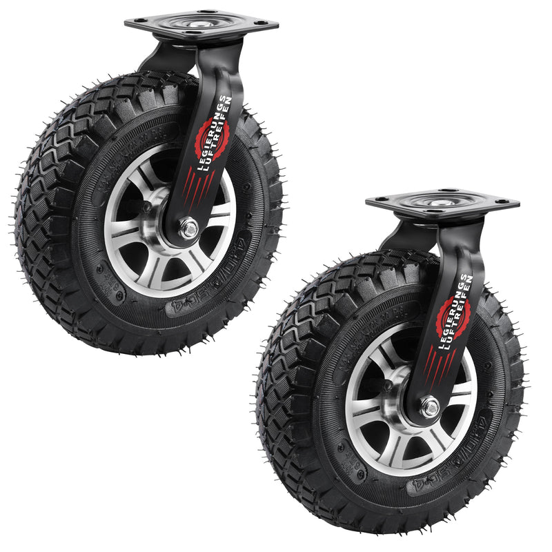 10" Universal heavy-duty caster 250 mm – 360° swivel, pneumatic tire, 170 kg load capacity, for workshop & transport carts