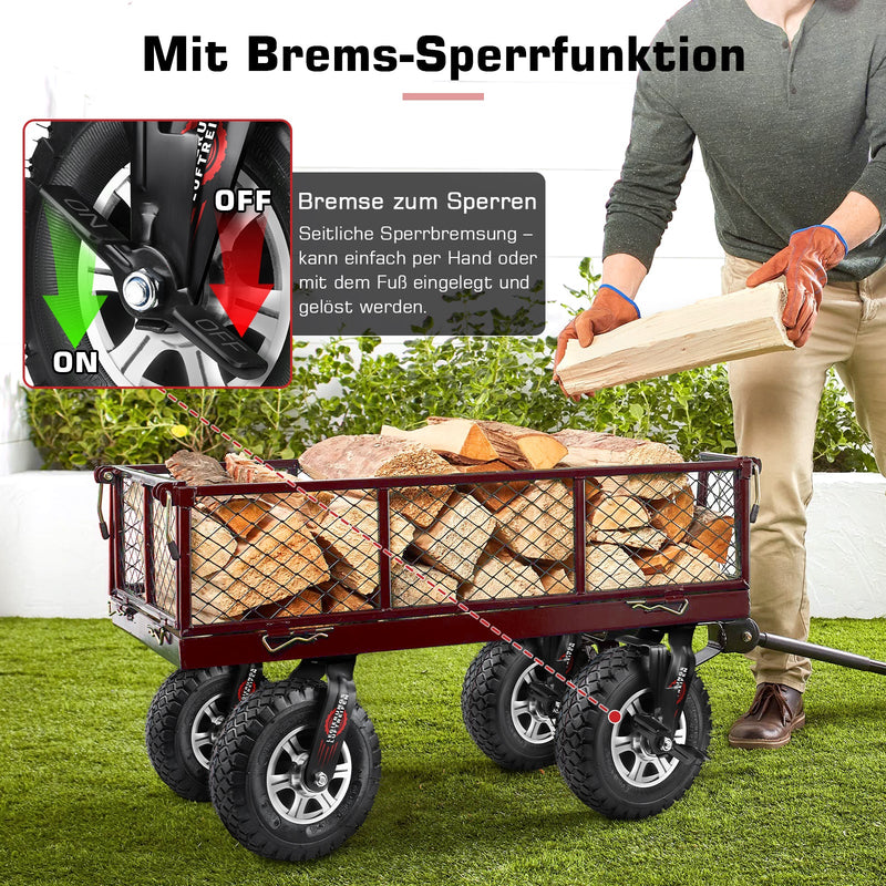 10" Universal heavy-duty caster 250 mm – 360° swivel, pneumatic tire, 170 kg load capacity, for workshop & transport carts