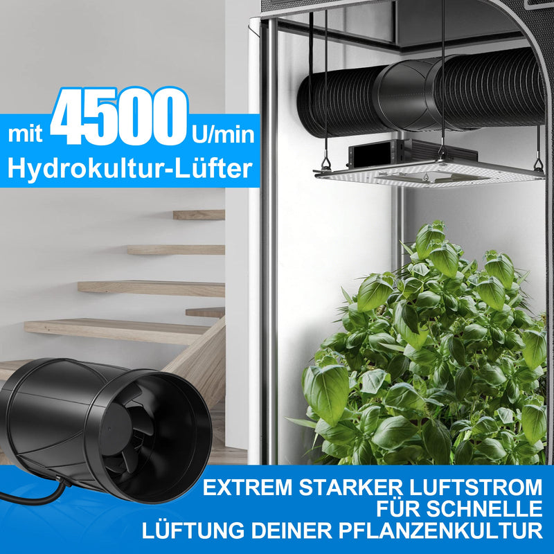 100mm kanalfläkt med steglös varvtalsreglering – tyst, energisnål frånluftsfläkt för kök, badrum & små rum