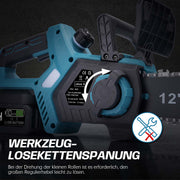12-inch cordless chainsaw – brushless motor, automatic lubrication & chain tensioning, dual 4 Ah batteries