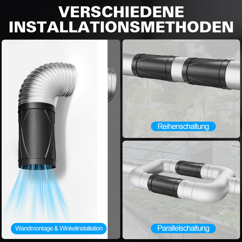 150 mm rørventilator med trinløs hastighedsregulering – kraftfuld, støjsvag, 9,8 m³/min luftstrøm til garage og kælder