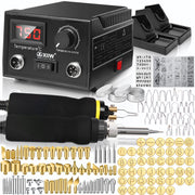 165-piece pyrography set with digital temperature control – 33 burning tips for wood, leather & crafting