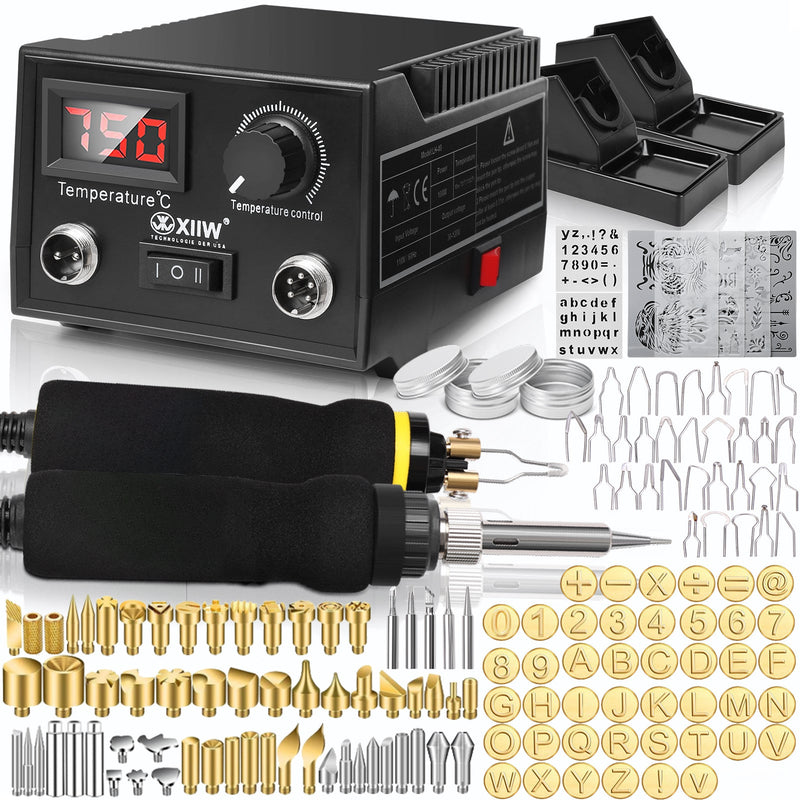 165-piece pyrography set with digital temperature control – 33 burning tips for wood, leather & crafting