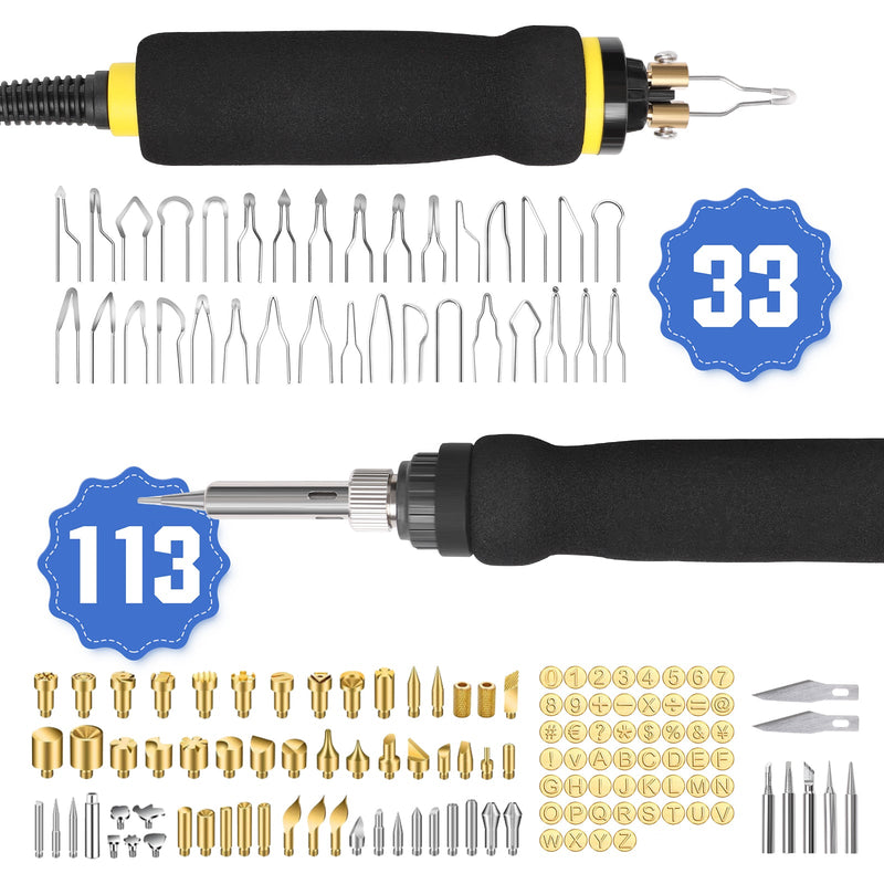 165-piece pyrography set with digital temperature control – 33 burning tips for wood, leather & crafts
