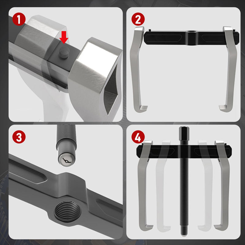 2 - Extractor de 2 garras de acero CrV, reversible, forjado, 1,68–4,5 t, para rodamientos y engranajes