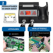 2-in-1 juotosasema kuumailmalla ja 80 W juotoskolvilla | 780W | PID-lämpötilansäätö | täydellinen setti SMD/BGA:lle