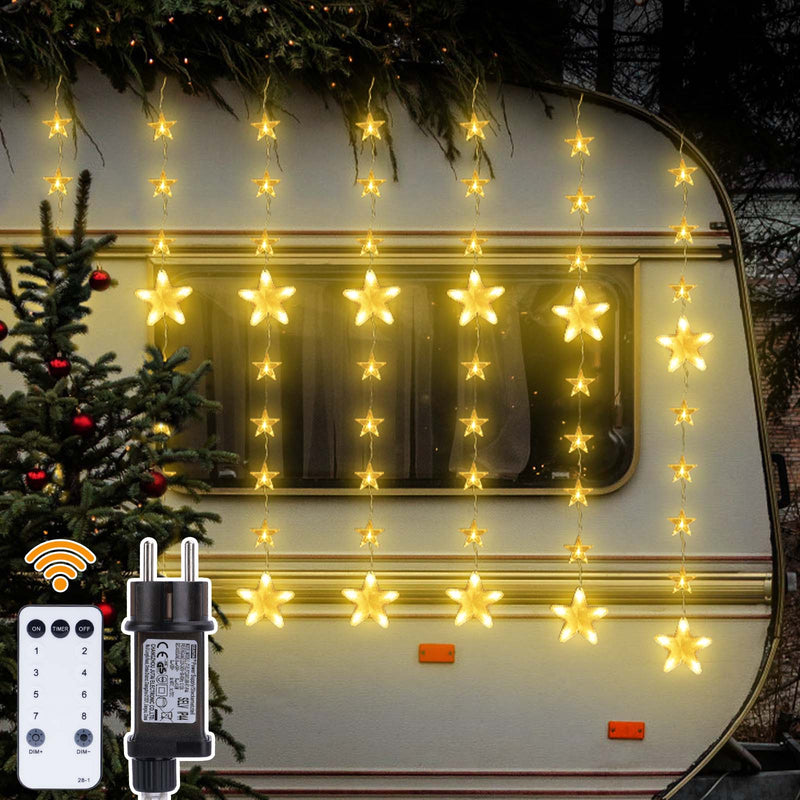 Star string lights 2 m, 144 LEDs, Warm White, 8 modes, timer, IP44, for indoor & outdoor