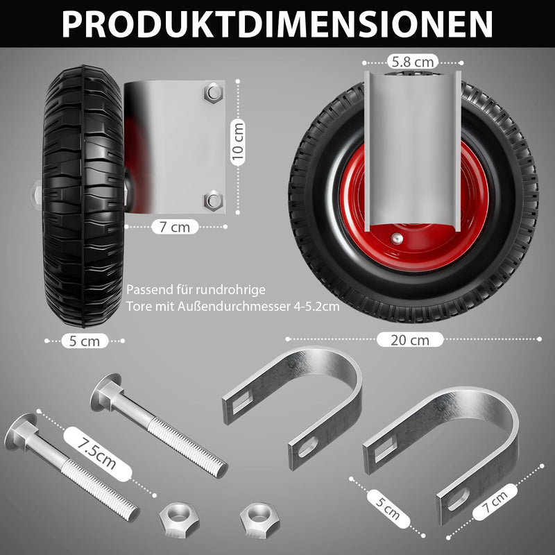 200mm heavy-duty gate roller, 150kg gate support roller for round tube 4–5.2 cm – garden gate & driveway gate accessory