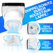240 m³/h exhaust fan 150 mm with humidistat, IPX4, run-on timer & backdraft shutter – quiet bathroom and kitchen fan