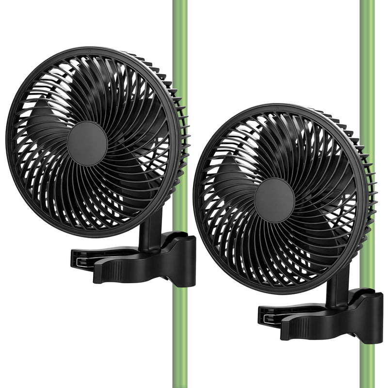 2-Pack Grow Circulation Fan 320 CFM – Quiet Clip Fan with EC Motor, 10 Speeds, Oscillation, IP44