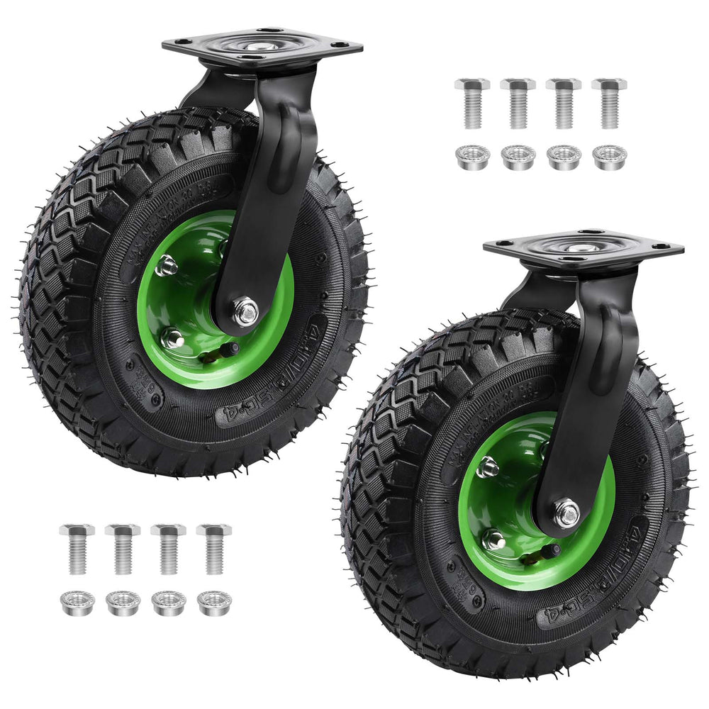 2er - Set Schwerlast - Gelenkräder 250mm – 360° drehbar, luftgefüllt, bis 600kg – für Werkstatt & Garten