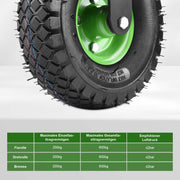 2-piece set, straight 250mm - rigid, air-filled, up to 600kg - for workshop and transport equipment