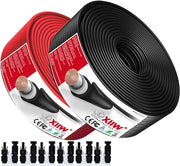 2PACK Rojo+negro 4mm²/6mm²/10mm² 12AWG máx.1800V cable de extensión | incl. conectores solares, libre de halógenos IP67