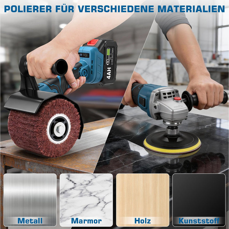 3-in-1 cordless satin finishing machine | Smoothing, polishing & sanding with 1200W power