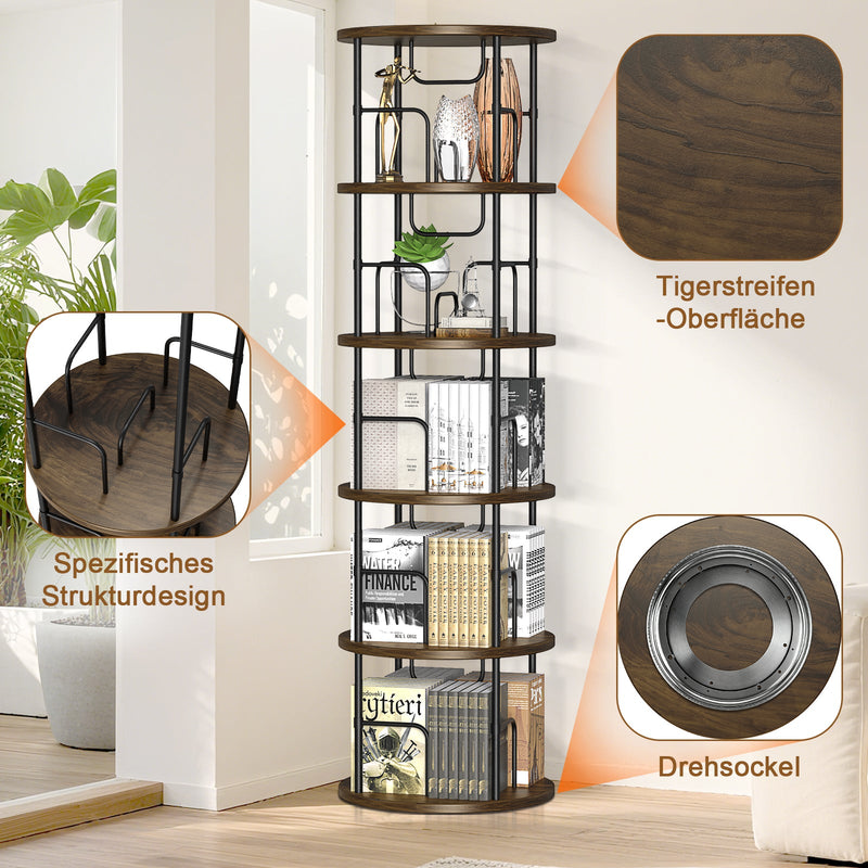 360° Rotating 5-Tier Bookshelf – Space-Saving, Sturdy & Versatile