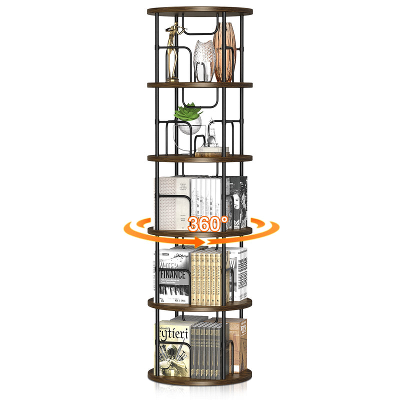 360° Rotating Bookcase, 5 Tiers – Space-Saving, Sturdy & Versatile