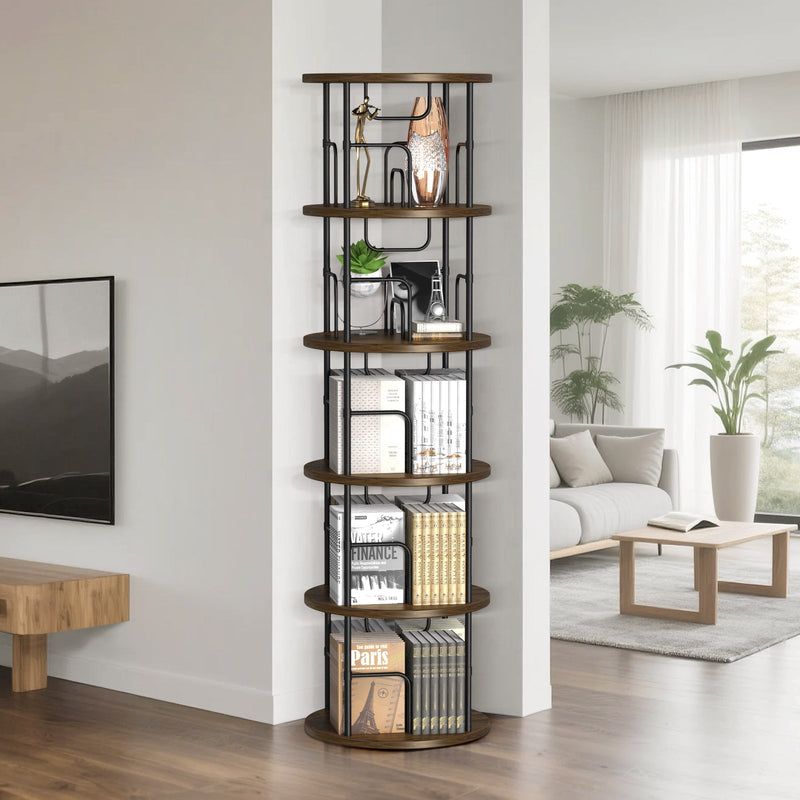 360° Rotating Bookcase, 5 Shelves – Space-Saving, Sturdy & Versatile