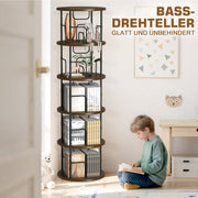 360° Rotating Bookshelf, 5-Tier – Space-Saving, Sturdy & Versatile