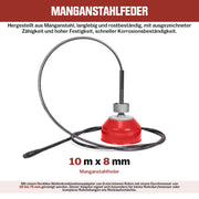 390W Rohrreinigungsmaschine mit 12m Ø16mm, 10m Ø8mm Spirale für Ø20 - 100mm Rohrleitungen 450U/M
