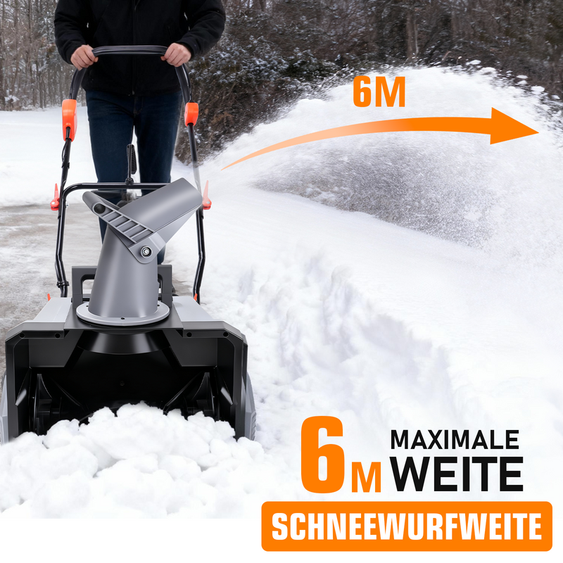 Trådlös 1500W batteridriven snöslunga 46 cm bredd, 6 m kastlängd, IPX4