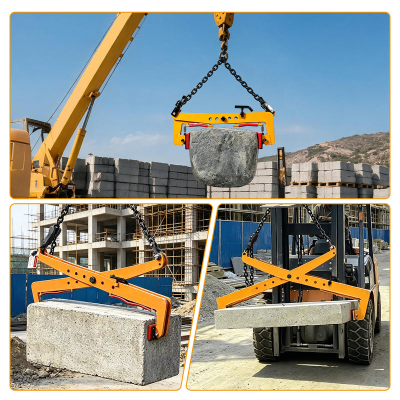 XIIW Versetzzange Bordsteinzange 350 kg, 30–51 cm, mit Kette für Bagger und Kran