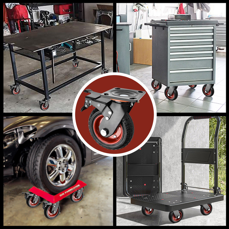 4er - Set 200mm Geländegängige Schwerlastrollen – 2× mit Bremse, 2× drehbar, für Werkstatt, Garten & Transportgeräte