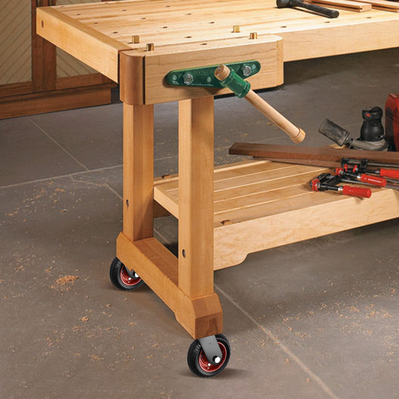 4er - Set 200mm Geländegängige Schwerlastrollen – 2× mit Bremse, 2× drehbar, für Werkstatt, Garten & Transportgeräte