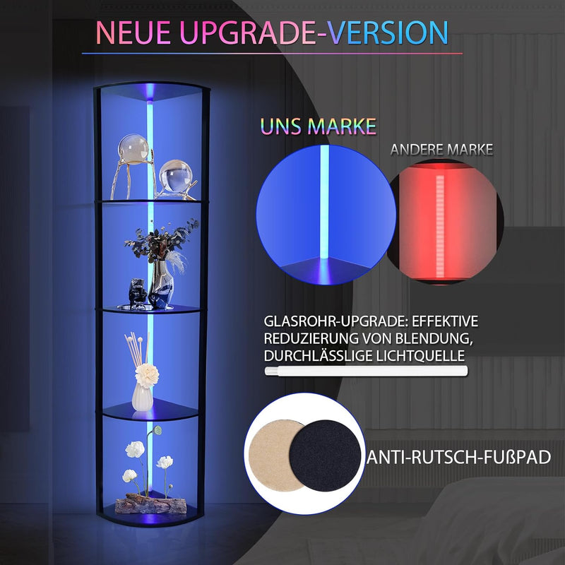 5-tier RGB corner shelf floor lamp, living room, 160 cm, app & remote control, 2700-6500K
