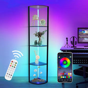 5-tier RGB corner shelf, freestanding LED floor lamp for living room, 160 cm, app & remote control, 2700–6500K