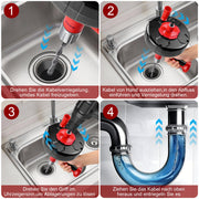 500W drain cleaning machine with manual and drill drive, 9.5m spiral, for household drain cleaning