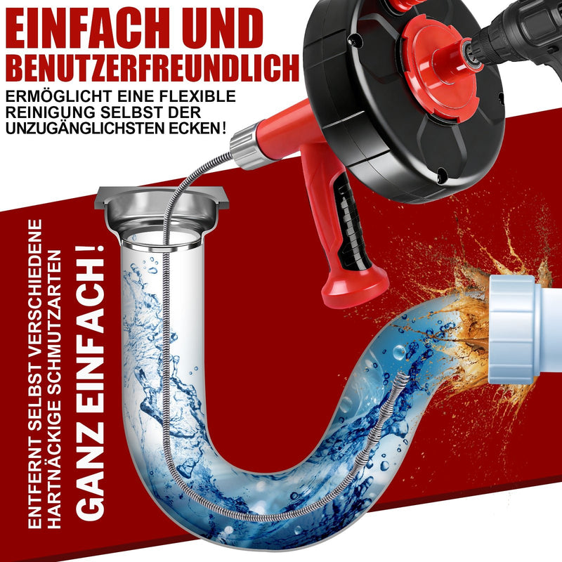 500W drain cleaning machine with manual and drill drive, 9.5m spiral, for household drain cleaning