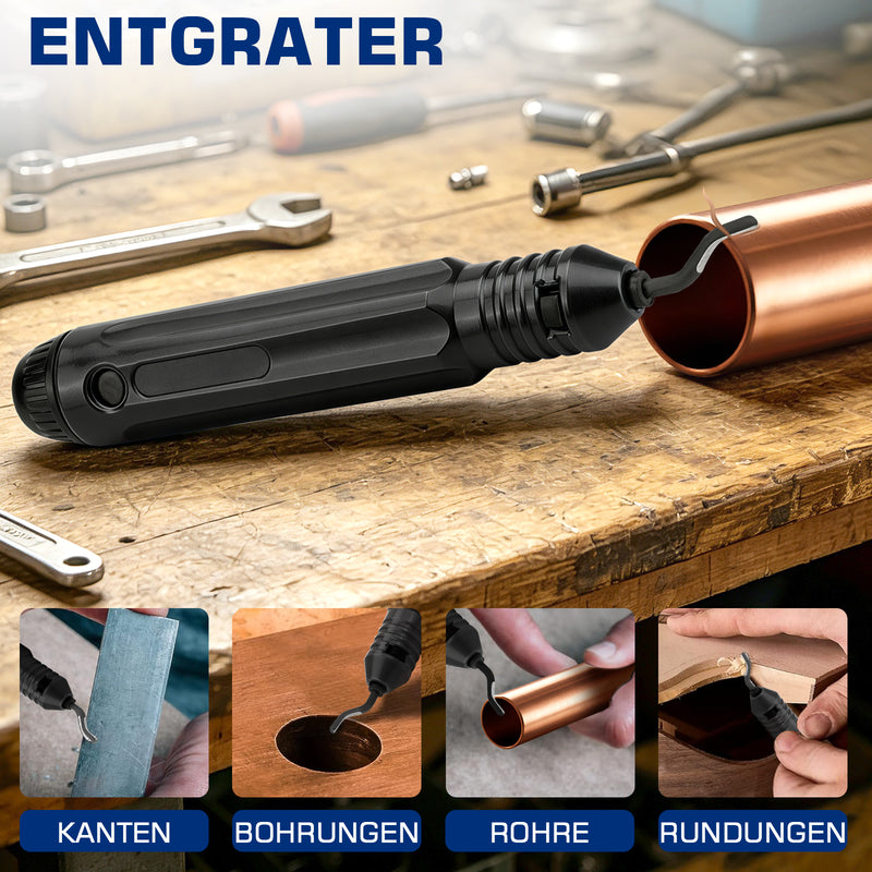 XIIW Hydraulische Rohrpresszange 80 kN, V- & TH-Kontur 12–32 mm, Presszangen-Set mit Rohrschneidern und Entgrater