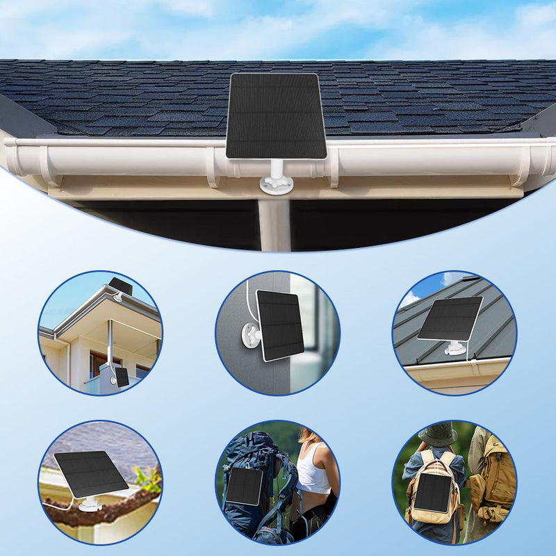5W solarpanel til batteri-overvågningskameraer – udendørs solpanel IP65 med USB/USB-C/DC 3,5 mm til 5V WiFi-kamera