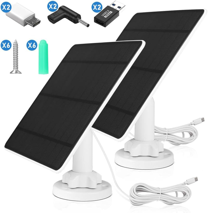 5W solarmodul til batteridrevne overvågningskameraer – udendørs solpanel IP65 med USB/USB-C/DC 3,5 mm til 5V WiFi-kamera