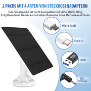 5W solarpanel til batteri-overvågningskameraer – udendørs solpanel IP65 med USB/USB-C/DC 3,5 mm til 5V WiFi-kamera