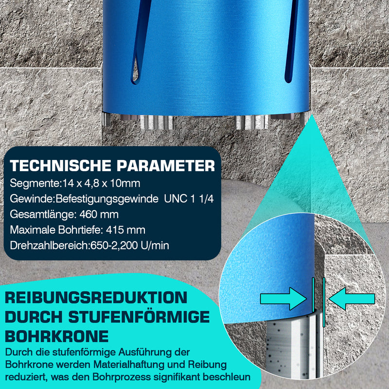 Profi diamond core drill bit for concrete & reinforced concrete Ø26–202 mm, M22, SDS Plus/Max, wet & dry drilling