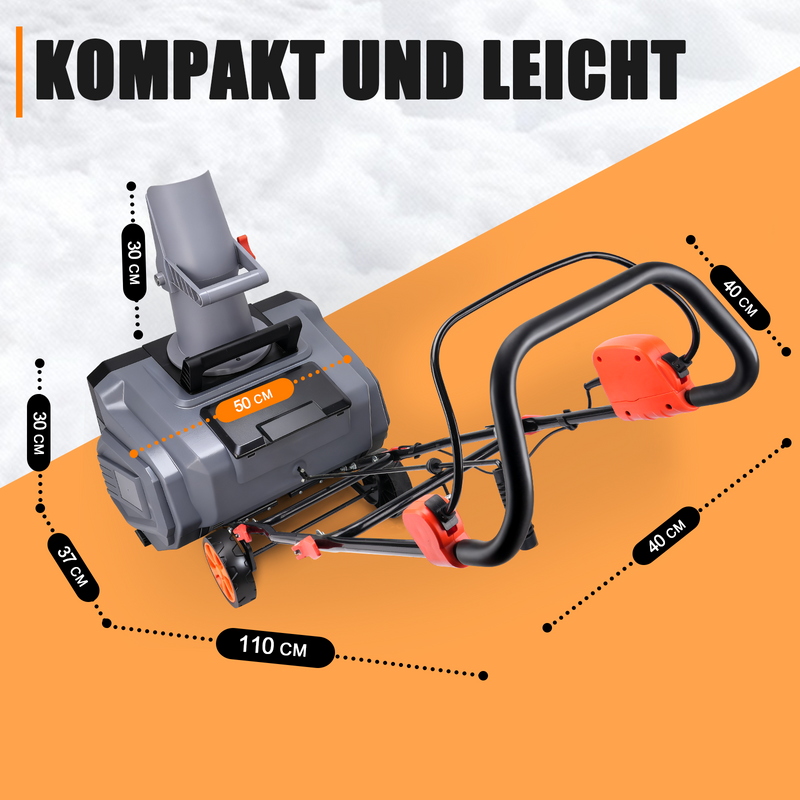 Trådlös 1500W batteridriven snöslunga 46 cm bredd, 6 m kastlängd, IPX4