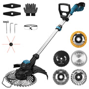 Desbrozadora inalámbrica sin escobillas 980W, 14800 rpm, cortabordes y cepillo para malas hierbas con disco de sierra, compatible con 18V, multifunción para jardín