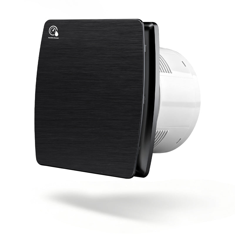 Udsugningsventilator 150 mm med fugtsensor og efterløb, 95 m³/h støjsvag badeværelsesventilator IPX4 mod fugt og skimmelsvamp