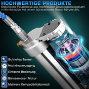 Accu-vetspuit 18 - 21V hogedruk 12000 PSI met LED, 2-in-1 handgreep en veelzijdige sproeikoppen voor machineonderhoud