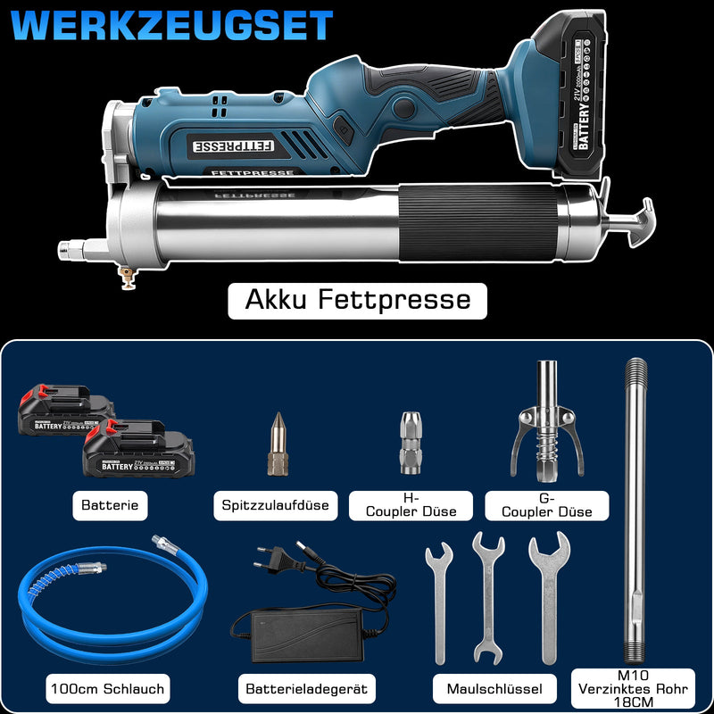 Accu-vetspuit 18 - 21V hogedruk 12000 PSI met LED, 2-in-1 handgreep en veelzijdige mondstukken voor machineonderhoud