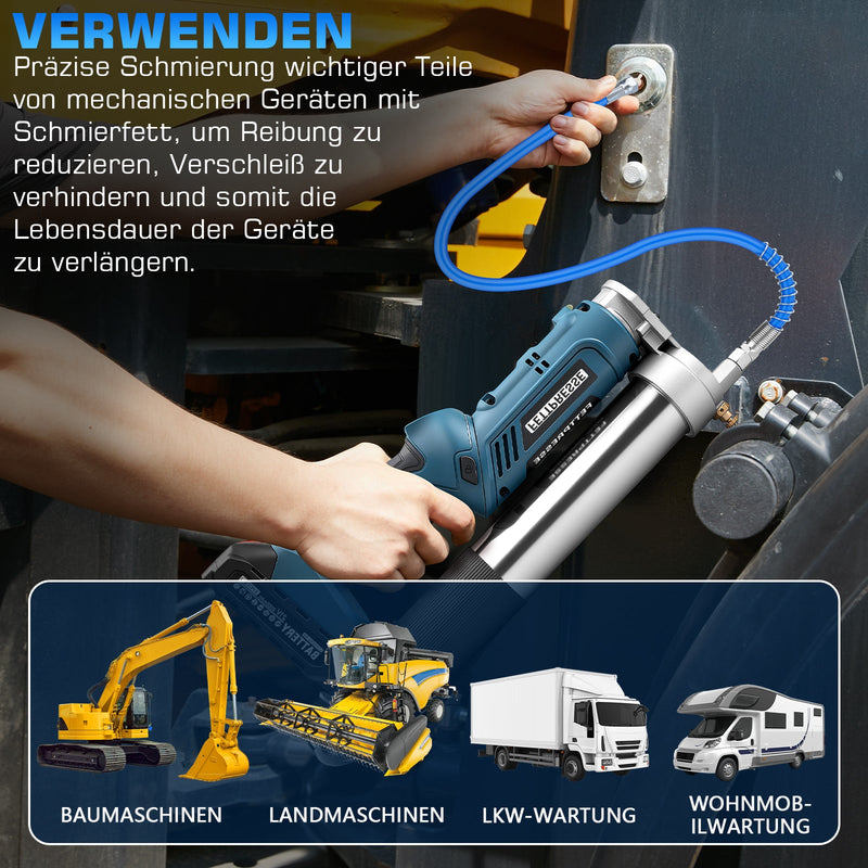 Accu-vetspuit 18–21V hogedruk 12000 PSI met LED, 2-in-1 handgreep en veelzijdige mondstukken voor machineonderhoud