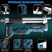 Accu-vetspuit 18 - 21V hoge druk 12000 PSI met led, 2-in-1 handgreep en veelzijdige mondstukken voor machineonderhoud