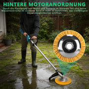 Cordless brush cutter with brushless motor 1380W – multifunction lawn trimmer with saw blade, metal blade and brush, cordless grass trimmer