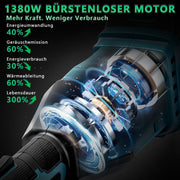 Cordless brush cutter with brushless motor 1380W – multifunction lawn trimmer with saw blade, metal blade and brushes, cordless grass trimmer