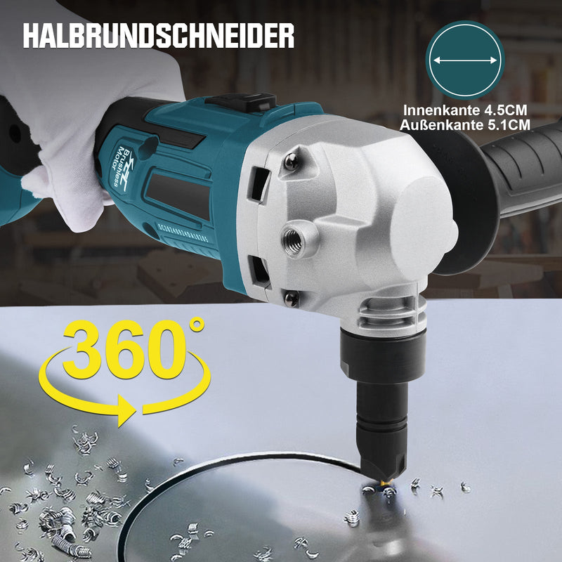 Batteridriven metallnibbler 18V med borstlös motor, 360° vridbar plåtsax, för rostfritt stål och aluminium, utan batteri