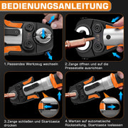 Battery-powered electrohydraulic crimping tool – automatic pressure control, TH & V press jaws